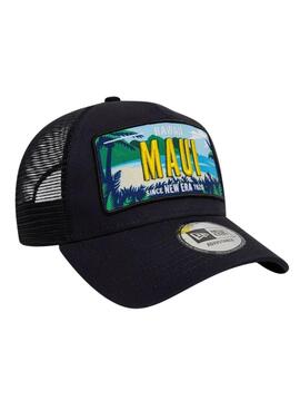 Casquette New Era License Plate Trucker Patch noire pour homme
