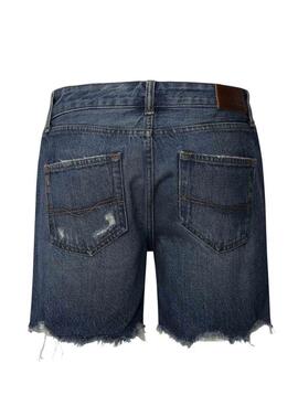 Bermudas Pepe Jeans en denim oscuro desgastado para mujer.