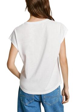 T-shirt Pepe Jeans Viti blanc pour femme