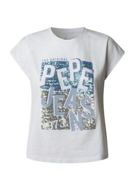 T-shirt Pepe Jeans Viti blanc pour femme