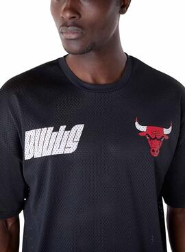T-shirt New Era Chicago Bulls NBA mesh noir pour homme