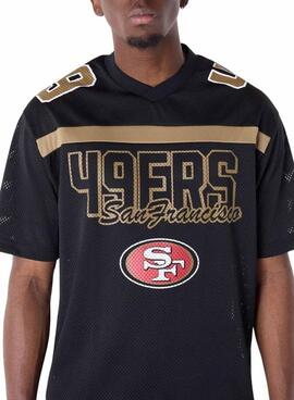 T-shirt New Era San Francisco 49ers NFL en malla negra para hombre