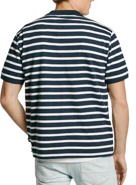Polo Pepe Jeans Barret bleu marine et blanc pour homme.
