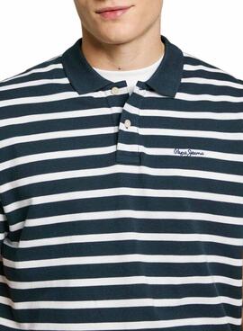 Polo Pepe Jeans Barret bleu marine et blanc pour homme.