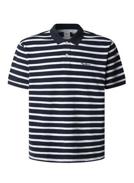 Polo Pepe Jeans Barret bleu marine et blanc pour homme.