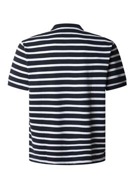Polo Pepe Jeans Barret bleu marine et blanc pour homme.
