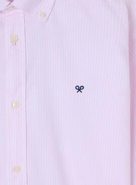 Chemise Silbon à rayures roses et blanches Oxford pour homme