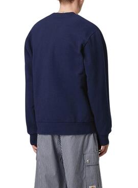 Sweatshirt Carhartt Script bleue pour homme.
