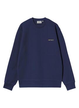 Sweatshirt Carhartt Script bleue pour homme.