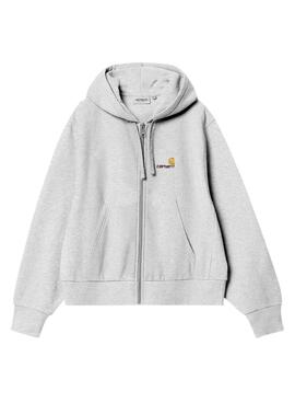 Sweat à capuche Carhartt American Zip gris pour femme