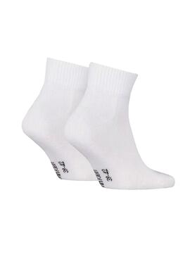 Ensemble de chaussettes Calvin Klein Quarter Monogram blanc pour homme