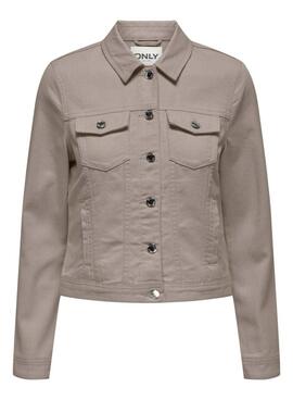 Veste en jean Only Tia taupe pour femme