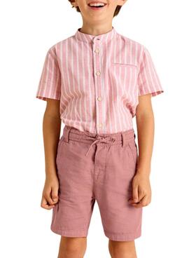 Bermuda Mayoral en lino lavado rosa para niño