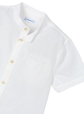 Chemise Mayoral Mao en lin blanc pour garçon