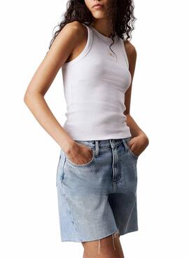 Maillot Calvin Klein Jeans Woven Label blanc pour femme