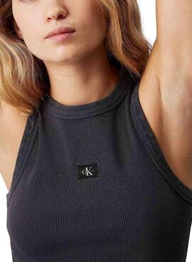 Chemise Calvin Klein Jeans Woven Label noire pour femme