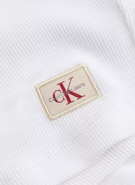 Top Calvin Klein Jeans Label tissée blanche pour femme