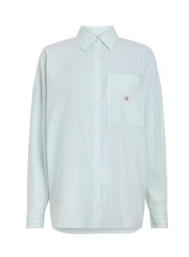Chemise Calvin Klein Jeans Summer Poplin turquoise pour femme