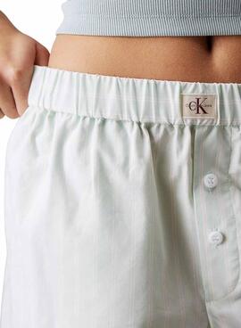 Shorts Calvin Klein Jeans Summer Poplin turquoise pour femme