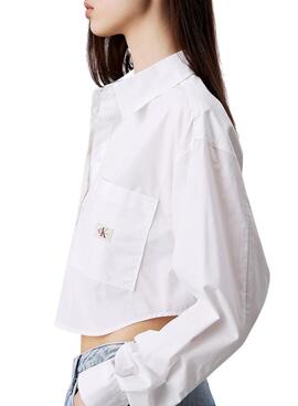 Chemise Calvin Klein Jeans Cropped blanc pour femme