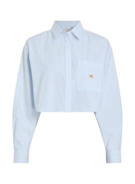 Chemise Calvin Klein Jeans Cropped bleue pour femme