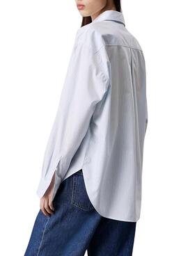 Chemise Calvin Klein Jeans Relaxed bleue et blanche pour femme