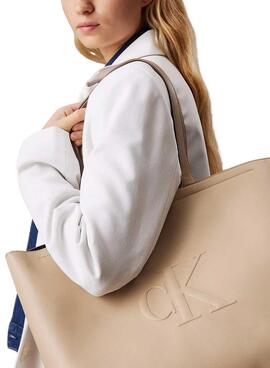 Sac à main Calvin Klein Jeans Tote beige pour femme