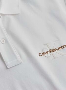 Polo Calvin Klein Jeans Monologo blanc pour homme