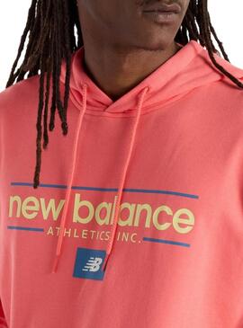 Sweat à capuche New Balance avec logo corail pour homme