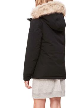 Calvin Klein Parka Short Nylon Noir Femme