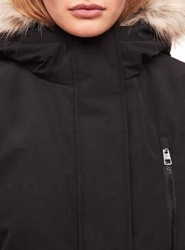 Calvin Klein Parka Short Nylon Noir Femme
