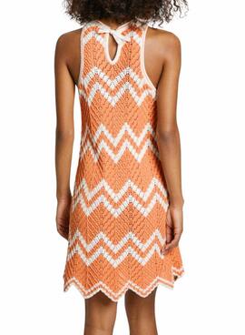 Robe Pepe Jeans Oriana orange et beige pour femme