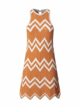 Robe Pepe Jeans Oriana orange et beige pour femme