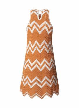 Robe Pepe Jeans Oriana orange et beige pour femme