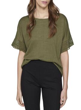 T-shirt Vila Vinulan verte pour femme