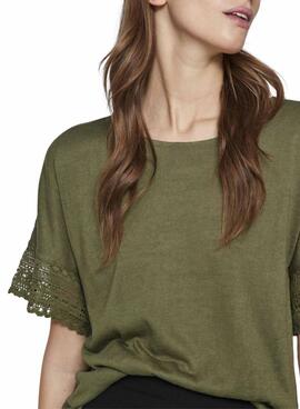 T-shirt Vila Vinulan verte pour femme