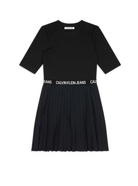 Calvin Klein Robe noire plissée Femme
