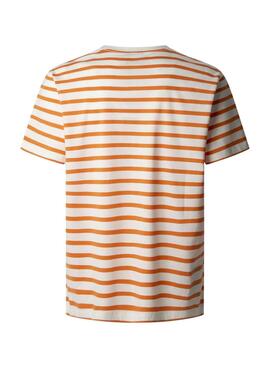 T-shirt Pepe Jeans Striped Ego Orange et Beige pour Homme