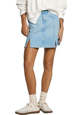 Jupe Pepe Jeans fendue en denim pour femme
