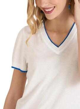 T-shirt en Tricot Naf Naf Blanc pour Femme