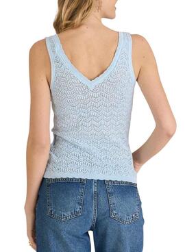 Top en Tricot Naf Naf Bleu Clair pour Femme