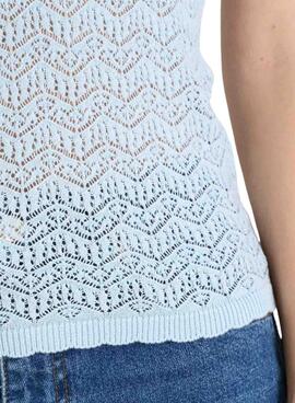 Top en Tricot Naf Naf Bleu Clair pour Femme