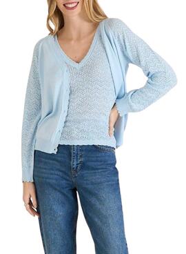 Top en Tricot Naf Naf Bleu Clair pour Femme