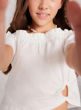 T-shirt Mayoral blanc lavé pour fille