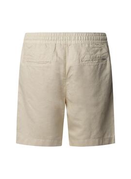 Bermuda Pepe Jeans Smart Relaxed en lino beige para hombre
