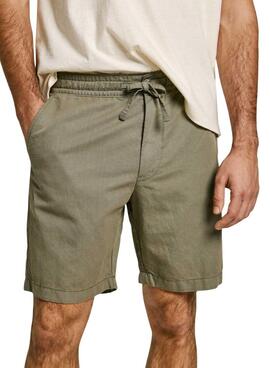  Bermuda Pepe Jeans Smart Relaxed en lino verde para hombre