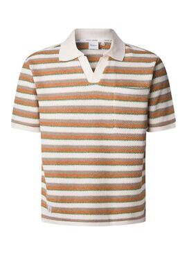 Polo Pepe Jeans Lamar en crochet naranja pour homme