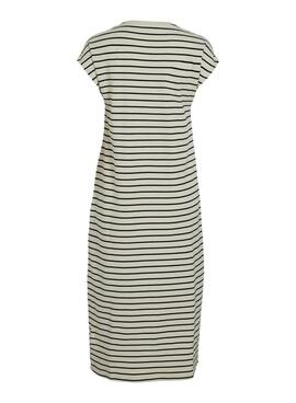 Robe Vila Visinny beige à rayures noires imprimées pour femme
