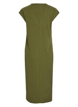 Robe Vila Viadoria verte midi pour femme