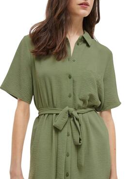 Robe chemise courte verte Vila Vijosa pour femme
